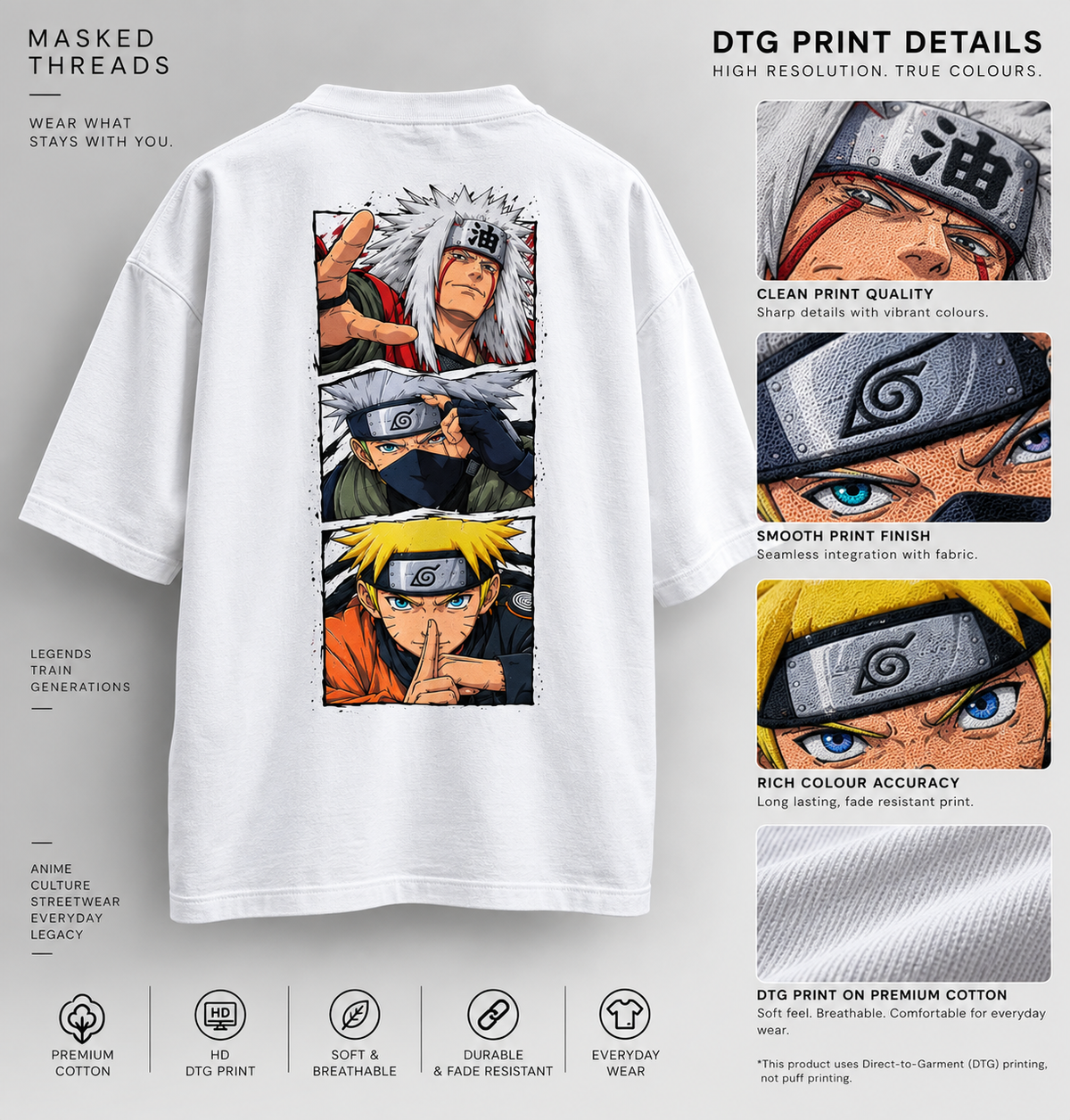 Hidden Leaf Trio Oversized Hoodie